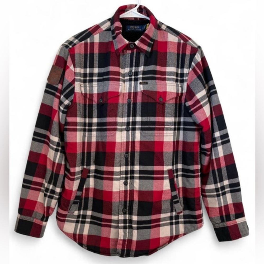 Men's Polo Ralph Lauren Sherpa Fleece Lined Plaid Overshirt Jacket Size‎ Small